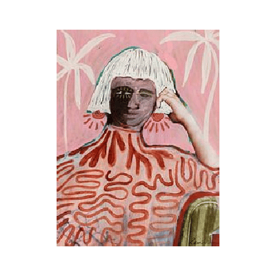 Rachell-Kunst-Werk aan de muur Bohemian vrouwenportret kunst print pastel tinten met roze