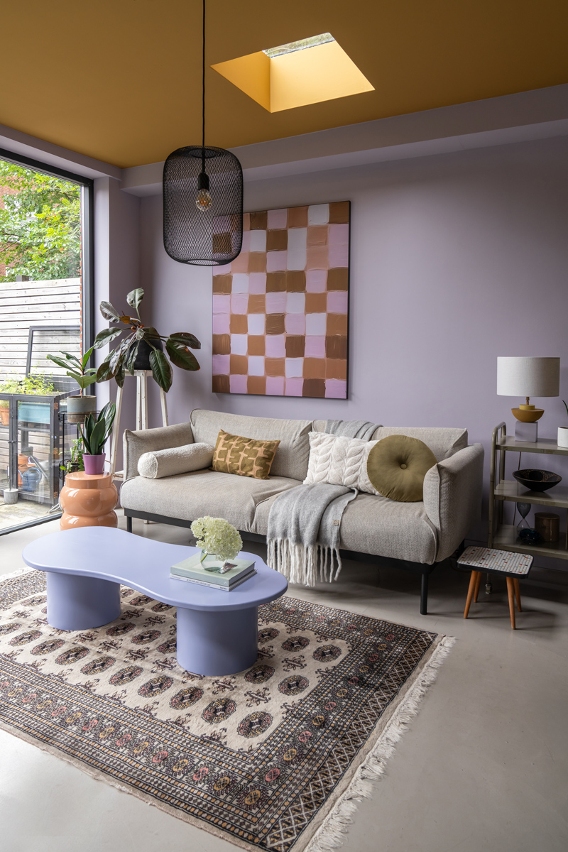 groot schilderij boven de bank - checkers van the home style club 