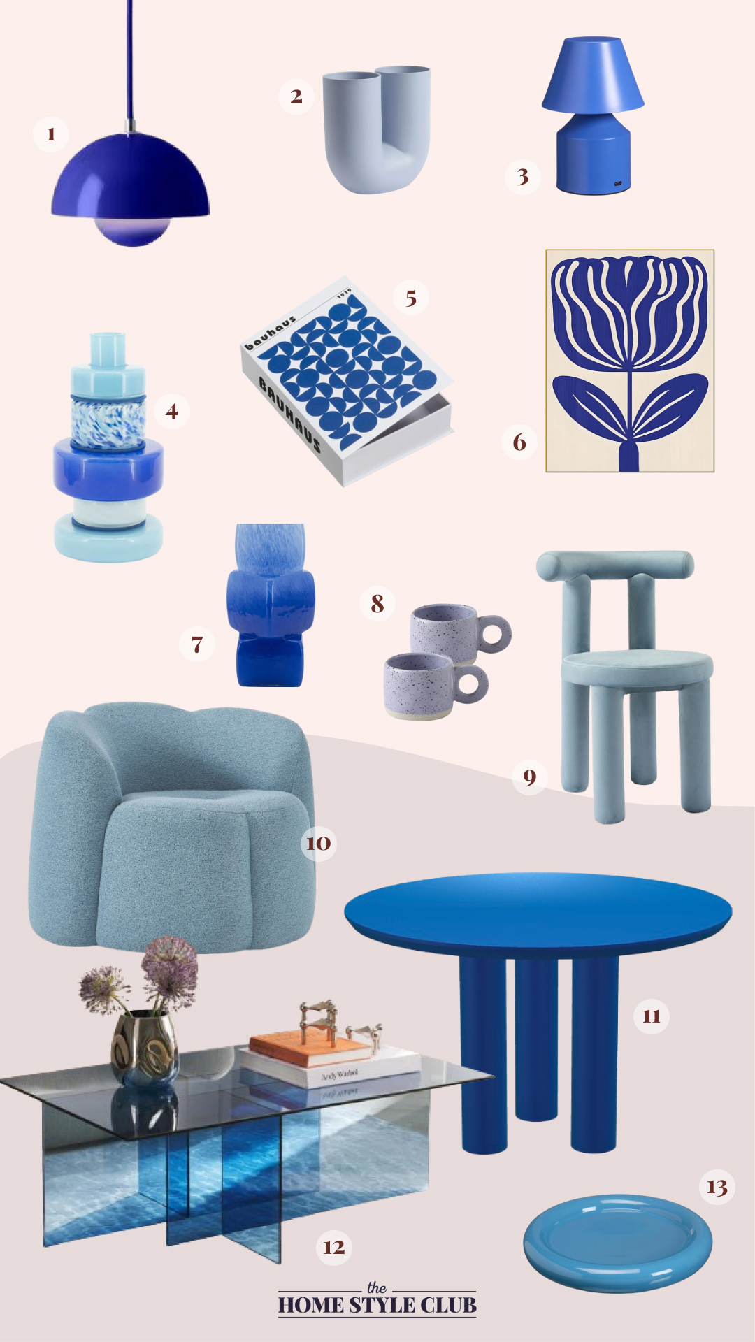 Blauwe woonaccessoires