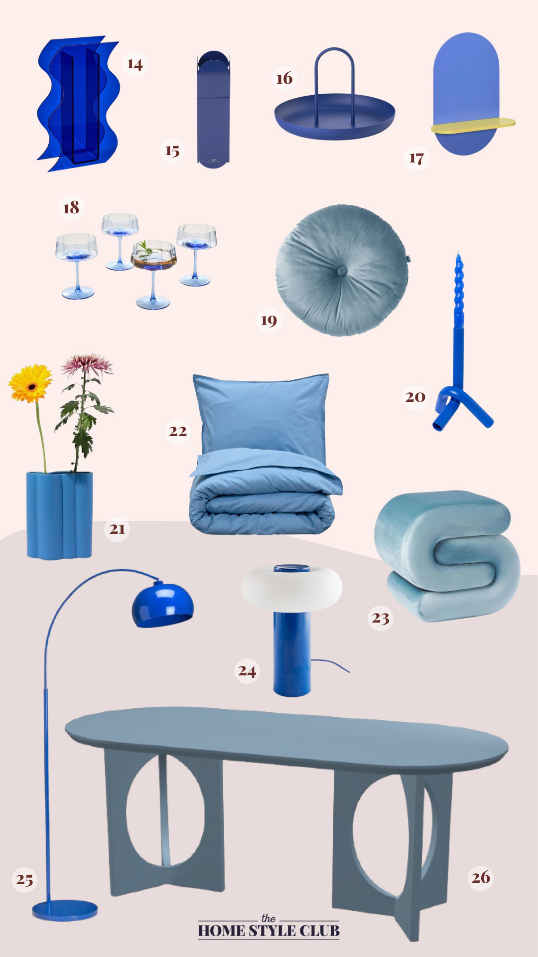 Blauwe woonaccessoirs