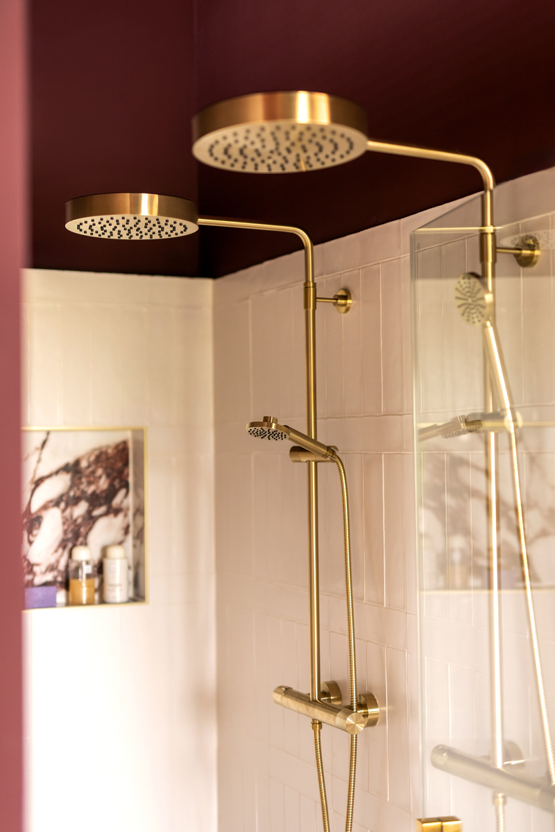 Messing kraan in de douche van Ben Sanitair Engraved Line - dubbele messing kranen
