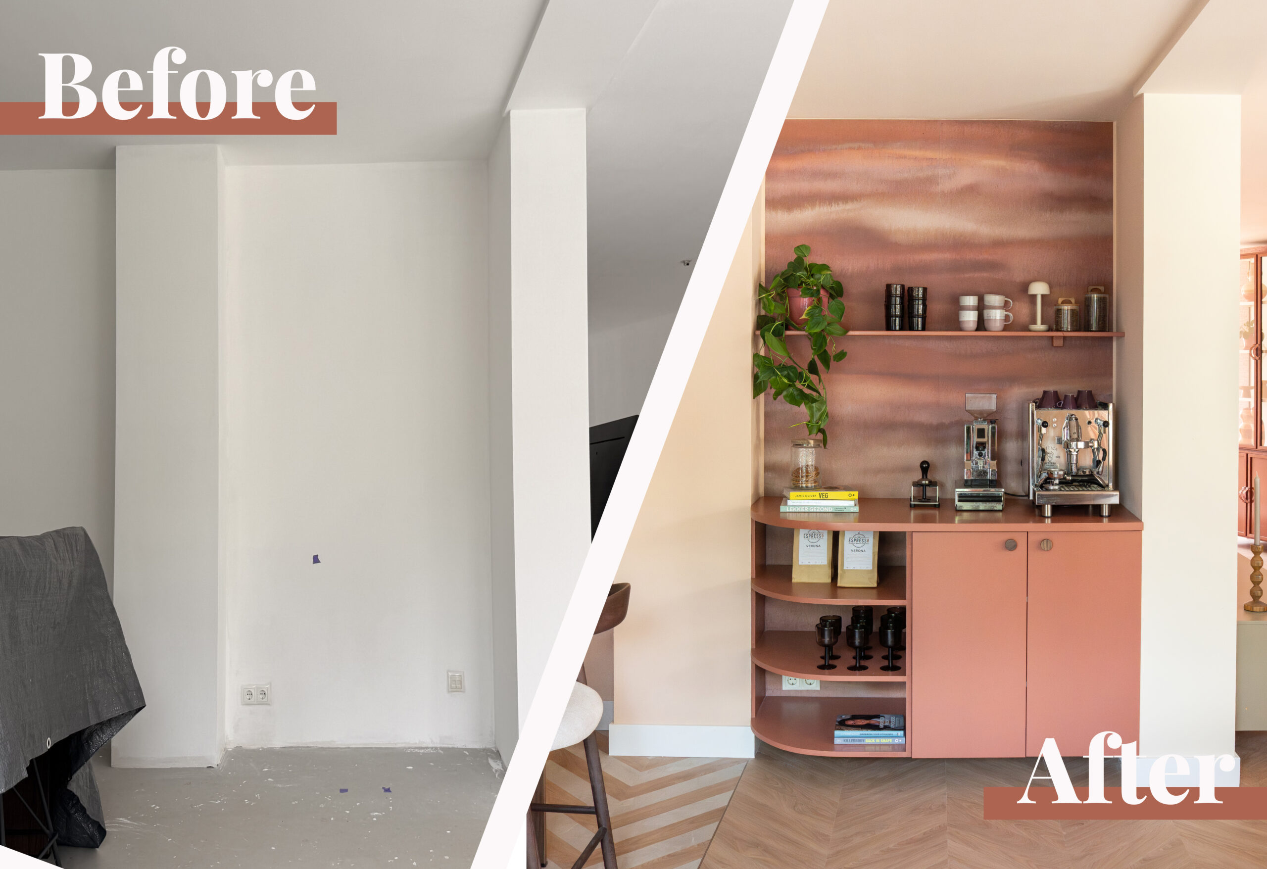 Before en after van de coffee corner