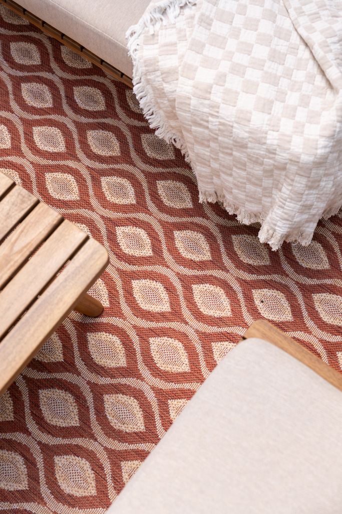 Buitenkleed terracotta met print